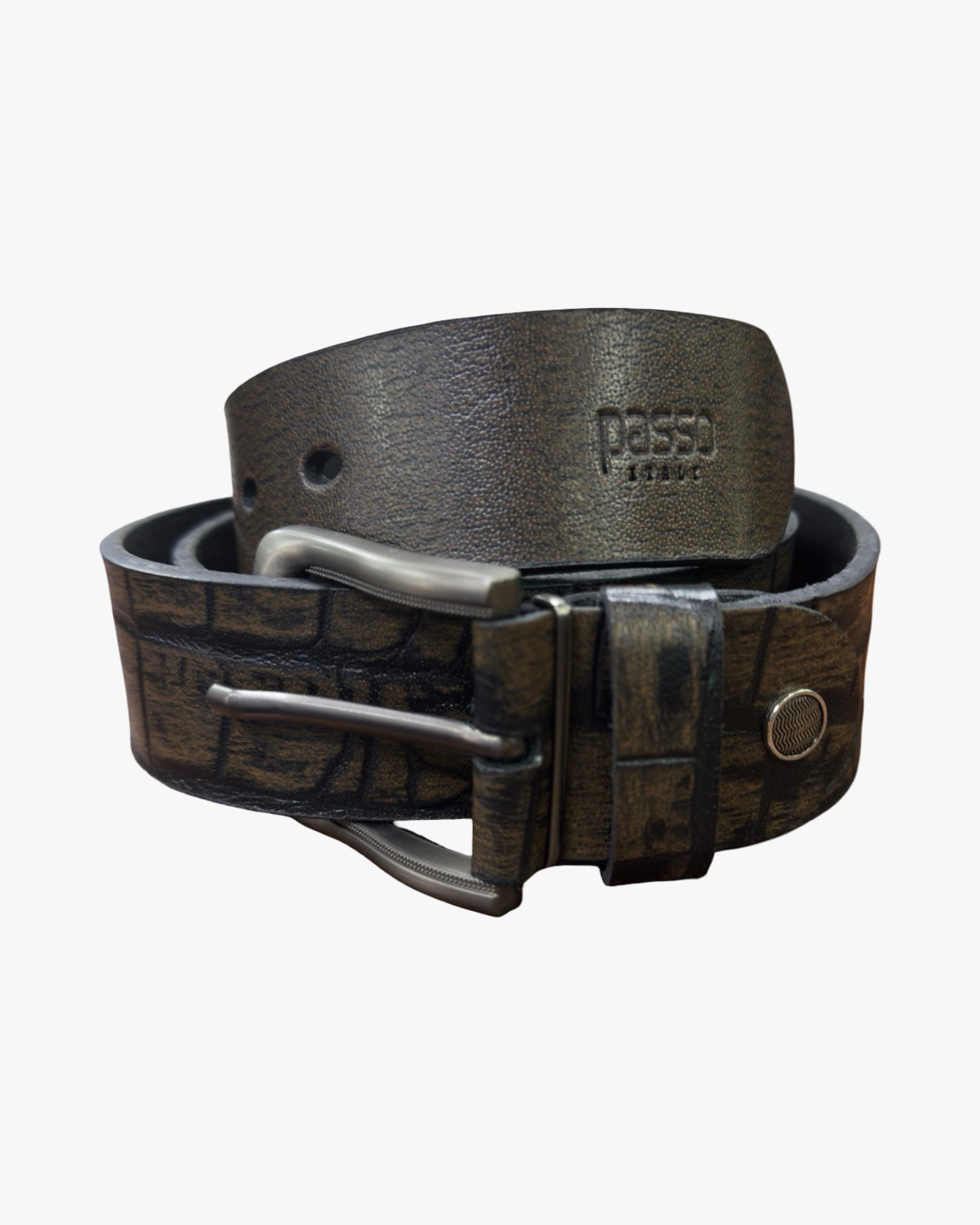 passo cowhide belt lizard print 3.6cm